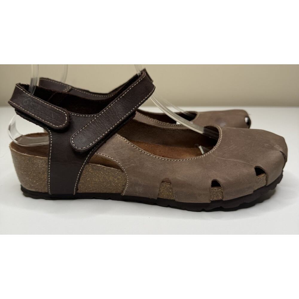 Sabatini 4009 Mary Jane Footbed Sandal Womens 39 EU 9 US Brown Leather Wedge